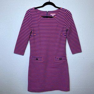 Lilly Pulitzer Womens Size Small Charlene Striped Sheath Dress Pink Pockets Work